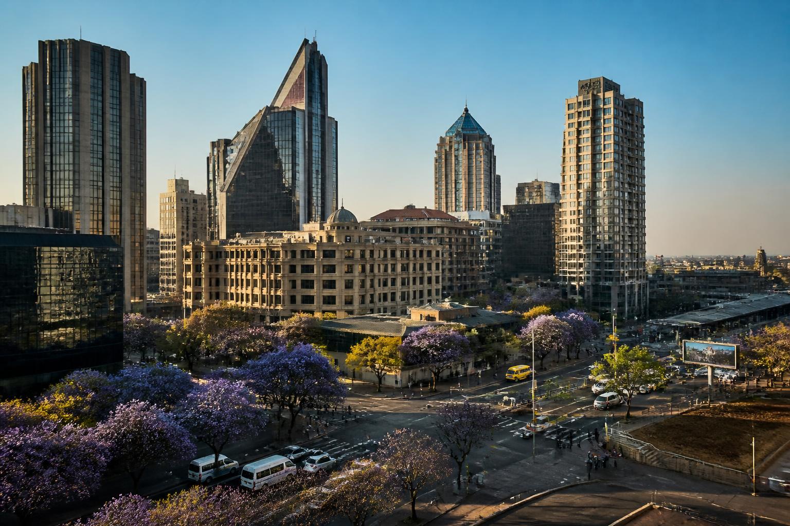Johannesburg business district and surrounding city infrastructure