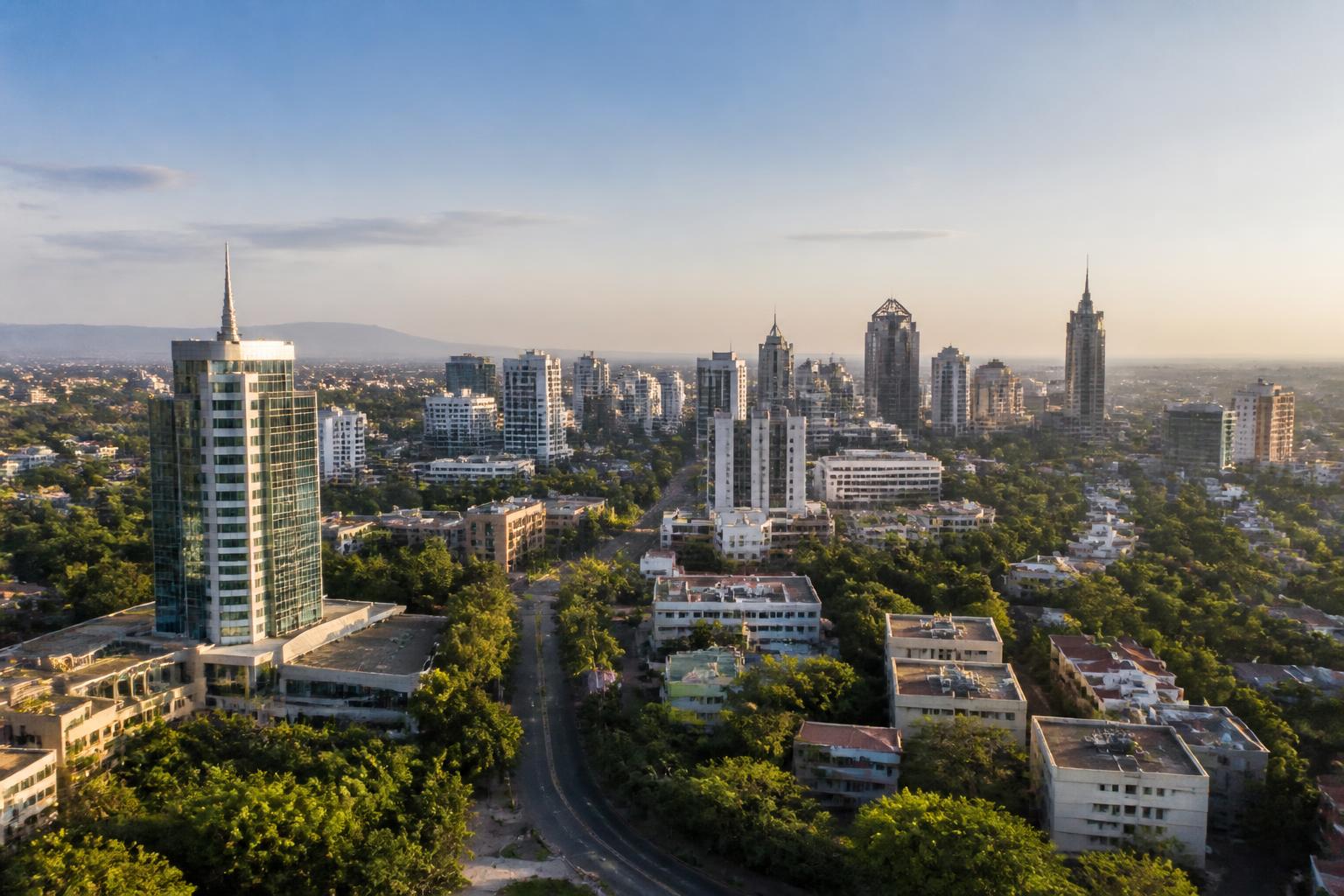 Nairobi business district and its green urban landscape